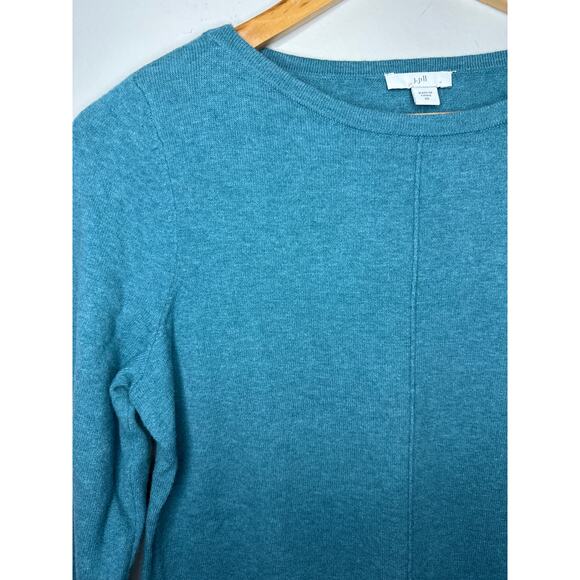 J Jill Side Split Long Sleeve Green Shirt Size XS Cotton Blend Front Seam - Picture 2 of 8